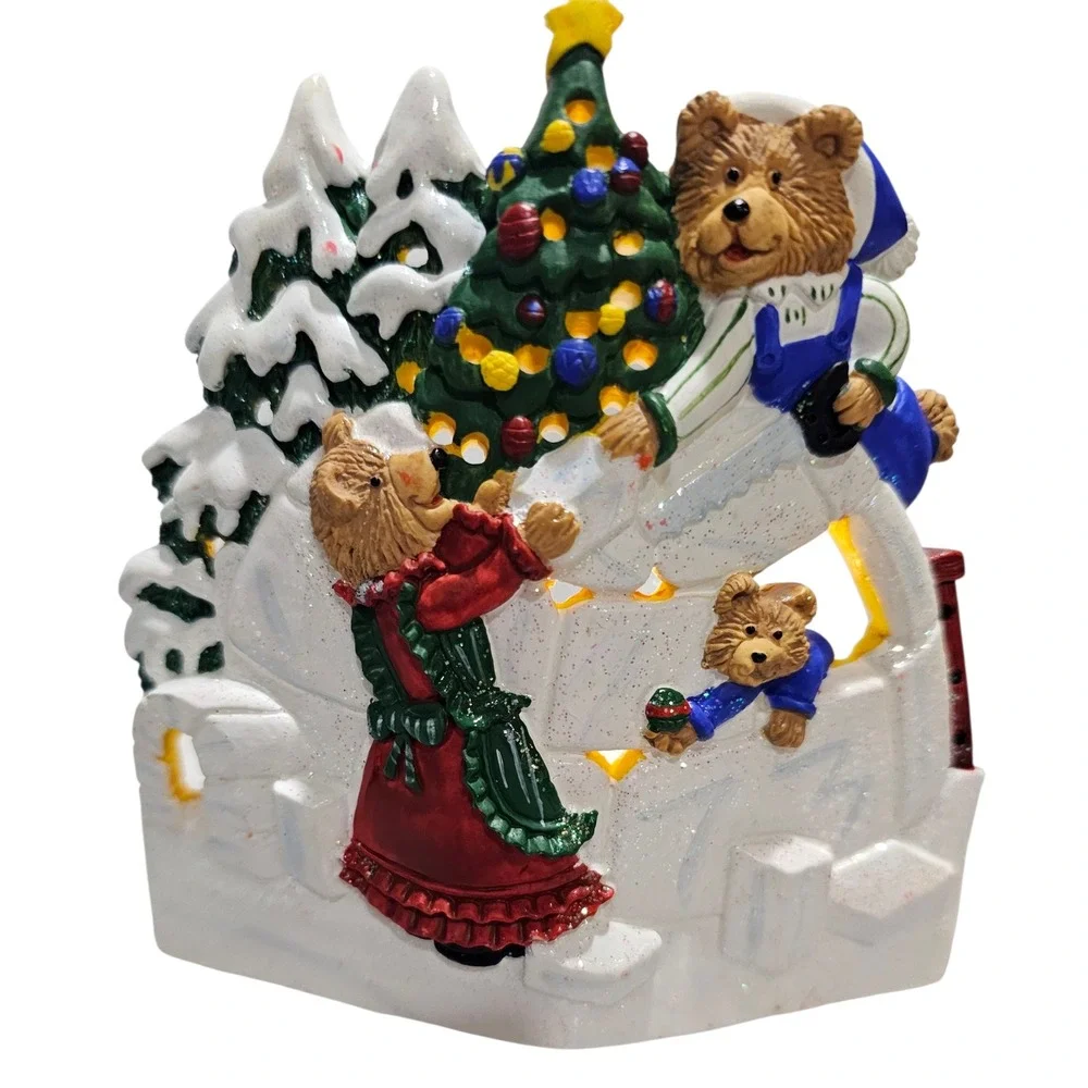 Deagano 1999 Christmas Collectibles Teddy‎ Bear Family Decor Light Up
